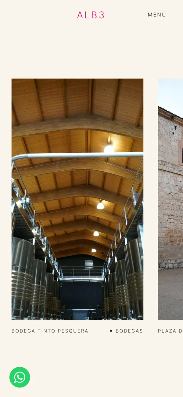 La portada de ALB3 en el móvil, con la foto vertical de la nave de Bodega Tinto Pesquera.